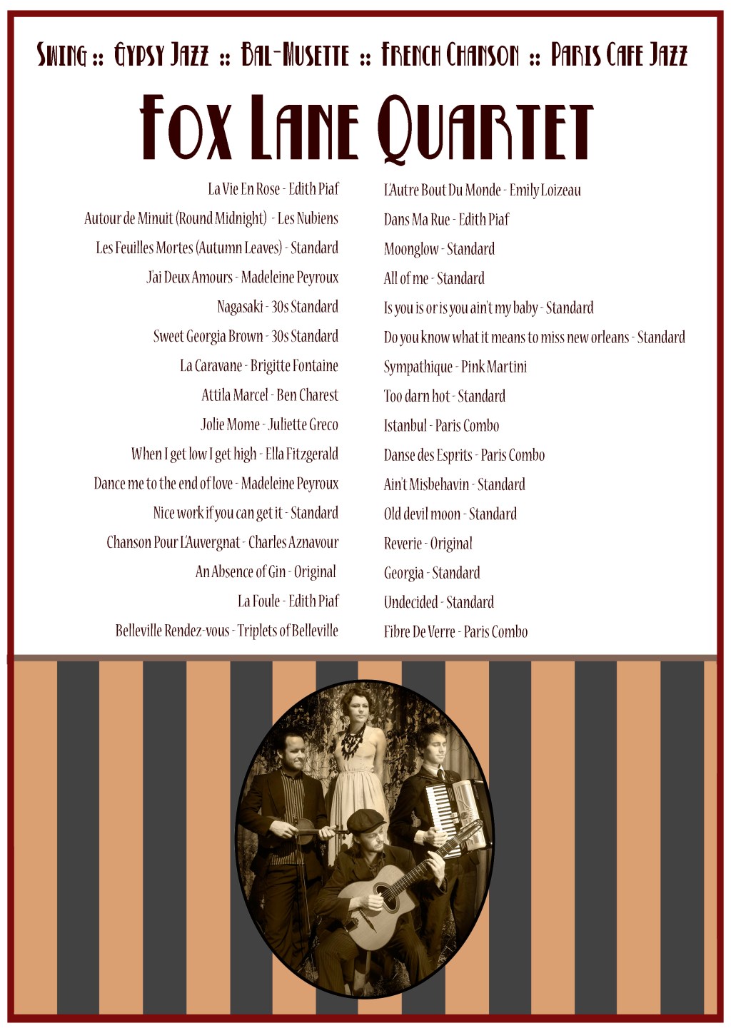 FOX LANE Song List 2011